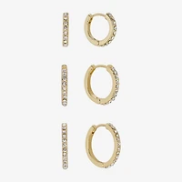 Sparkle Allure Womens Cubic Zirconia 14K Gold Over Brass 15mm Hoop Earrings