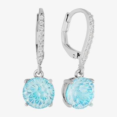 Sparkle Allure Womens Blue Cubic Zirconia Pure Silver Over Brass Drop Earrings