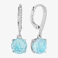Sparkle Allure Womens Blue Cubic Zirconia Pure Silver Over Brass Drop Earrings
