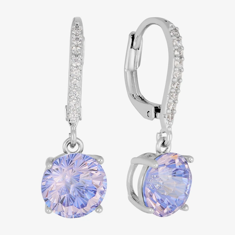 Sparkle Allure Womens Multi Color Cubic Zirconia Pure Silver Over Brass Drop Earrings