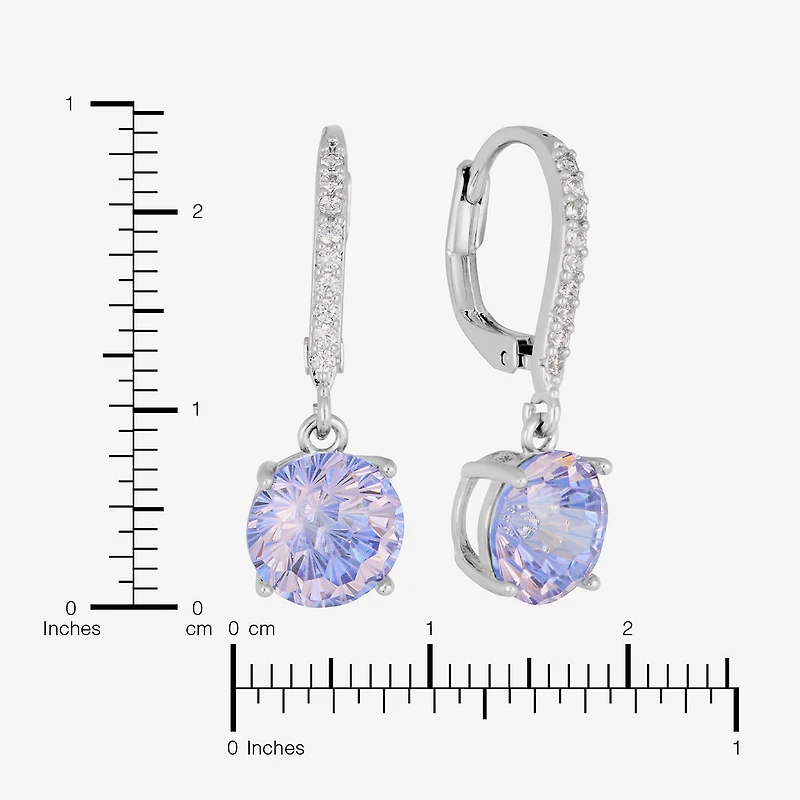 Sparkle Allure Womens Multi Color Cubic Zirconia Pure Silver Over Brass Drop Earrings
