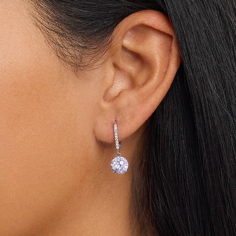 Sparkle Allure Womens Multi Color Cubic Zirconia Pure Silver Over Brass Drop Earrings