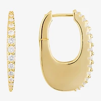 Sparkle Allure Womens Cubic Zirconia 14K Gold Over Brass 30mm Hoop Earrings