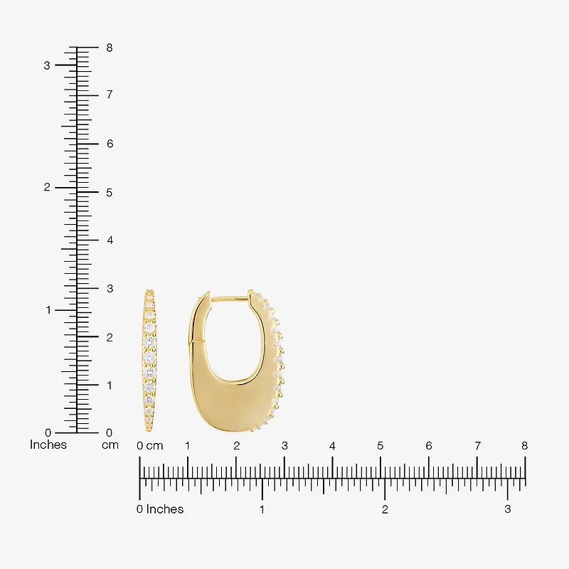 Sparkle Allure Womens Cubic Zirconia 14K Gold Over Brass 30mm Hoop Earrings