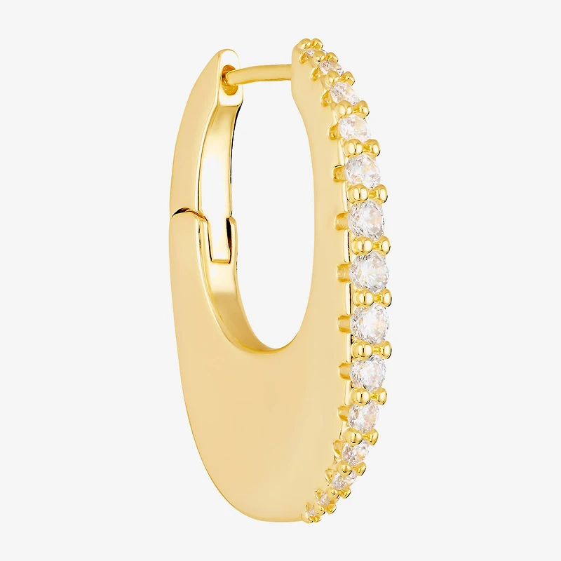 Sparkle Allure Womens Cubic Zirconia 14K Gold Over Brass 30mm Hoop Earrings