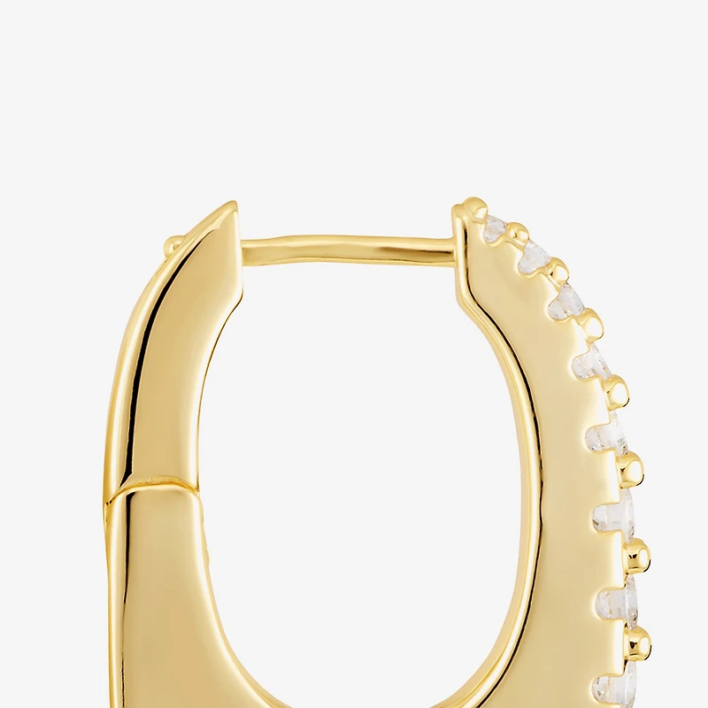 Sparkle Allure Womens Cubic Zirconia 14K Gold Over Brass 30mm Hoop Earrings