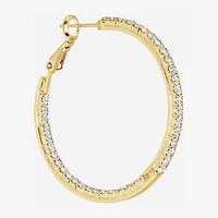 Sparkle Allure Womens Crystal 14K Gold Over Brass 36mm Hoop Earrings