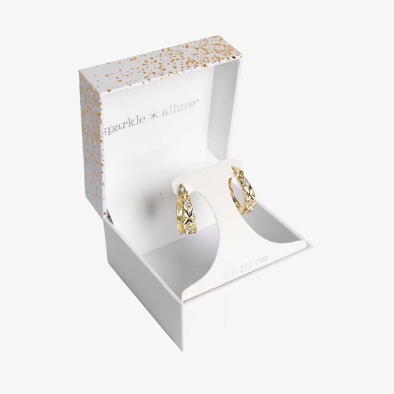 Sparkle Allure Womens Crystal 14K Gold Over Brass 24mm Hoop Earrings