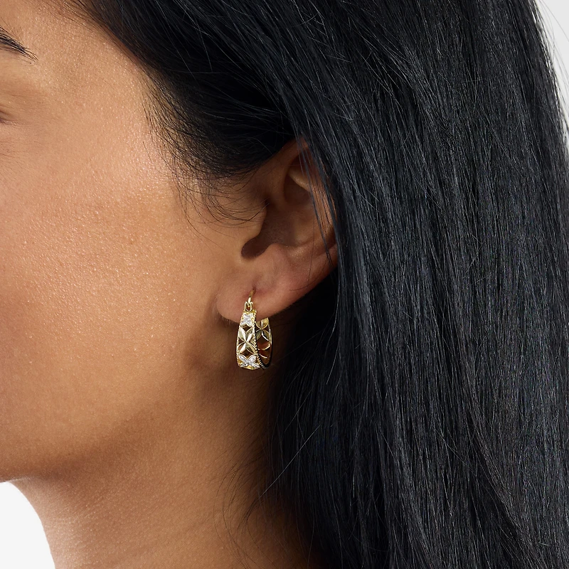 Sparkle Allure Womens Crystal 14K Gold Over Brass 24mm Hoop Earrings