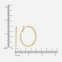 Sparkle Allure Womens Crystal 14K Gold Over Brass 36mm Hoop Earrings
