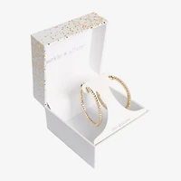Sparkle Allure Womens Crystal 14K Gold Over Brass 36mm Hoop Earrings