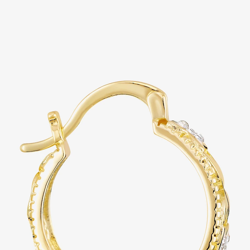 Sparkle Allure Womens Crystal 14K Gold Over Brass 24mm Hoop Earrings