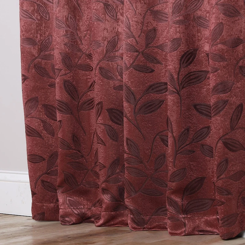SUPERIOR® Leaves Rod Pocket Energy Saving Room Darkening Set of 2 Curtain Panel