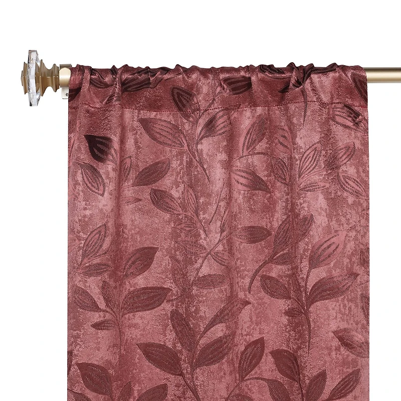 SUPERIOR® Leaves Rod Pocket Energy Saving Room Darkening Set of 2 Curtain Panel