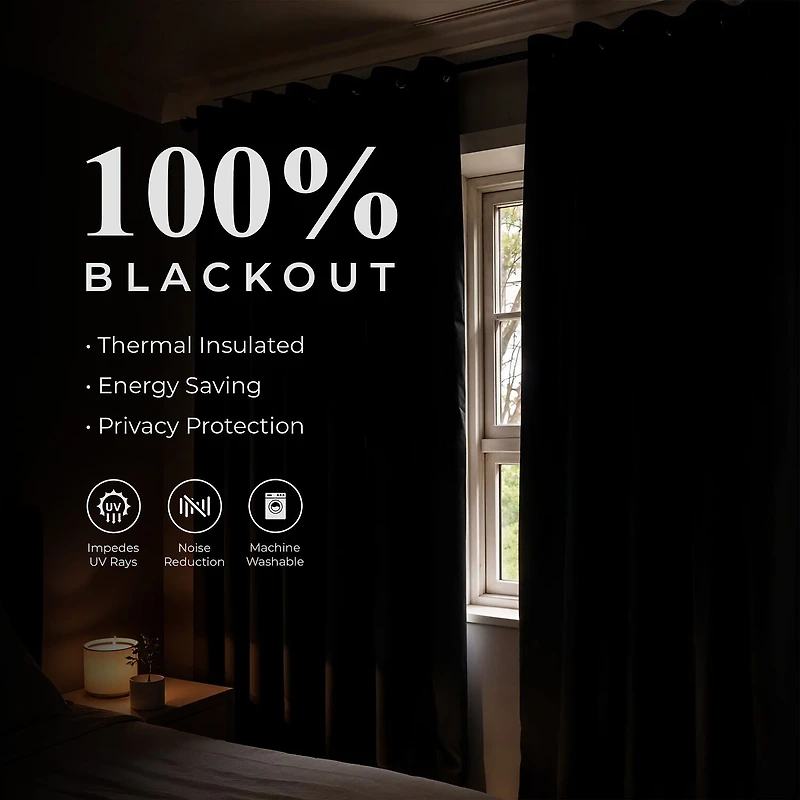 SUPERIOR® Neal Grommet Top 100% Blackout Set of 2 Curtain Panel