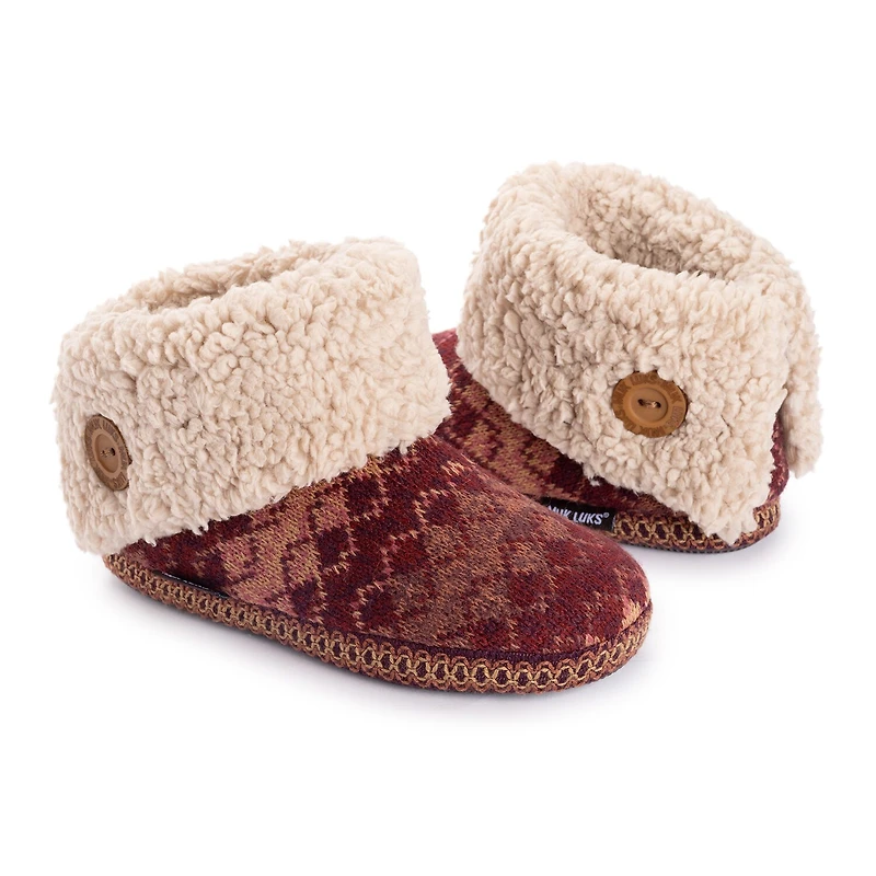 Muk Luks Ml F 26 Ds Slippers Womens Memory Foam Slip Resistant Bootie