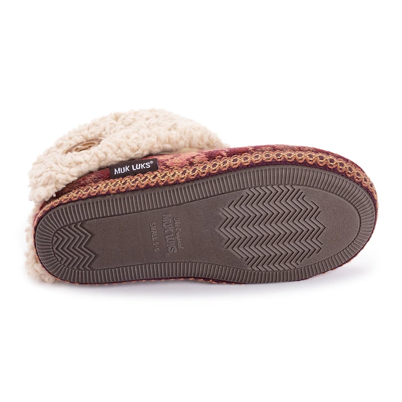 Muk Luks Ml F 26 Ds Slippers Womens Memory Foam Slip Resistant Bootie