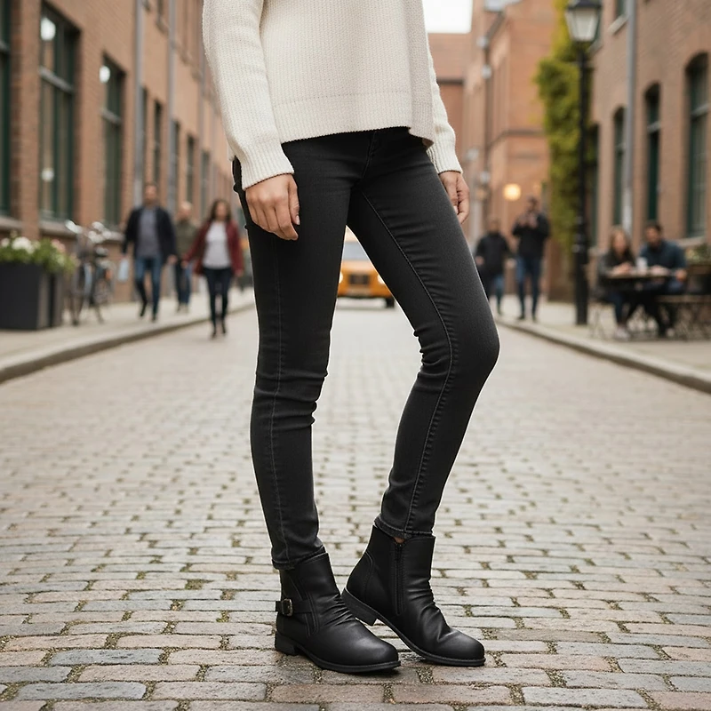 Easy Street Womens Junction Block Heel Booties