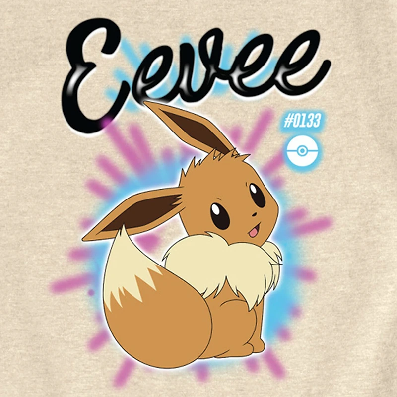 Eevee Airbrushed Big Kid Girls Crew Neck Short Sleeve Regular Fit Pokemon Graphic T-Shirt