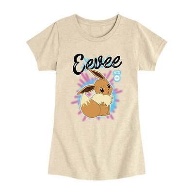 Eevee Airbrushed Big Kid Girls Crew Neck Short Sleeve Regular Fit Pokemon Graphic T-Shirt