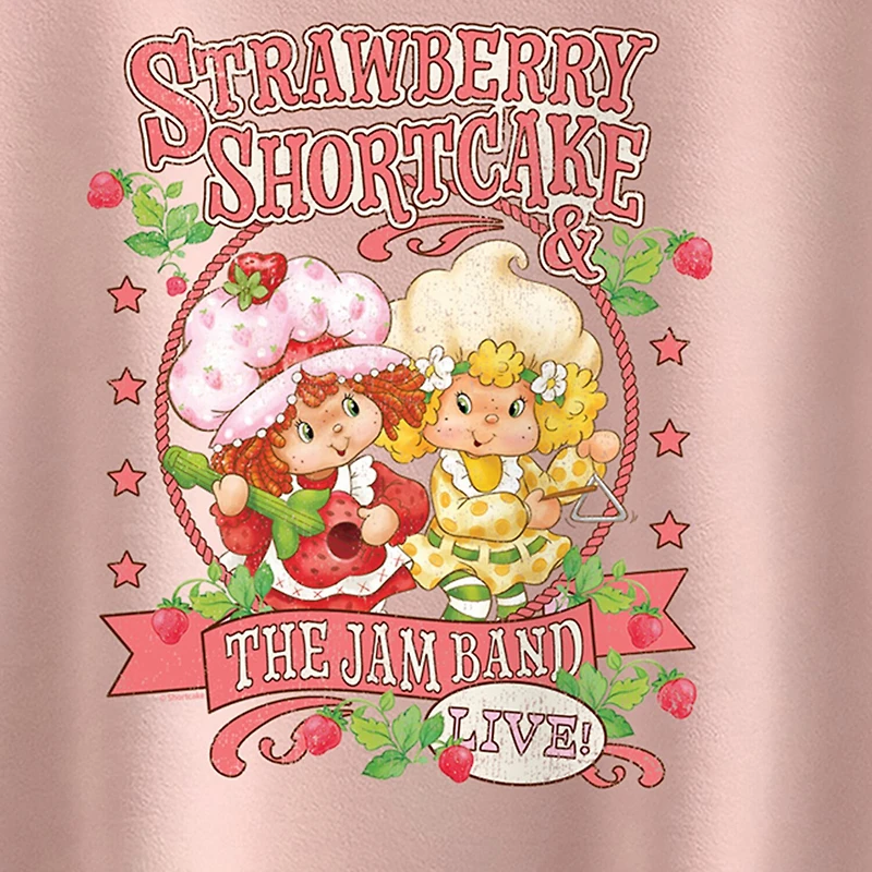 Jam Band Big Kid Girls Crew Neck Short Sleeve Regular Fit Strawberry Shortcake Graphic T-Shirt