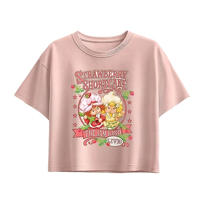 Jam Band Big Kid Girls Crew Neck Short Sleeve Regular Fit Strawberry Shortcake Graphic T-Shirt