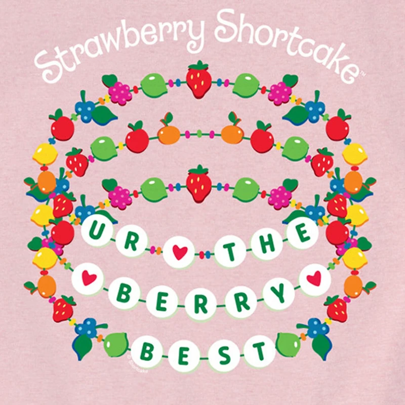 Berry Best Charm Bracelets Big Kid Girls Crew Neck Short Sleeve Regular Fit Strawberry Shortcake Graphic T-Shirt