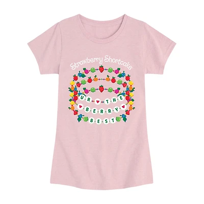 Berry Best Charm Bracelets Big Kid Girls Crew Neck Short Sleeve Regular Fit Strawberry Shortcake Graphic T-Shirt