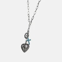 JS Jessica Simpson Womens Turquoise Turquoise Alloy 18 Inch Pendant Necklace