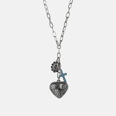 JS Jessica Simpson Womens Turquoise Turquoise Alloy 18 Inch Pendant Necklace
