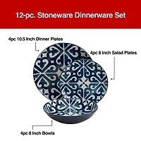 Fieldcrest Atlas Medallion 12-pc. Stoneware Dinnerware Set