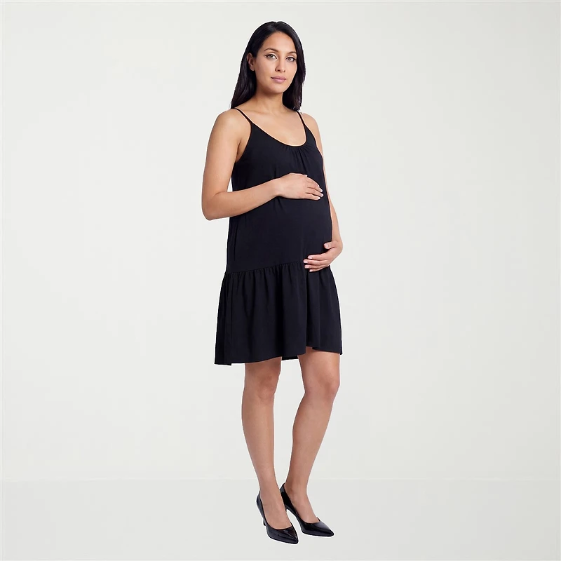 24seven Comfort Apparel Maternity Womens Scoop Neck Sleeveless A-Line Dress
