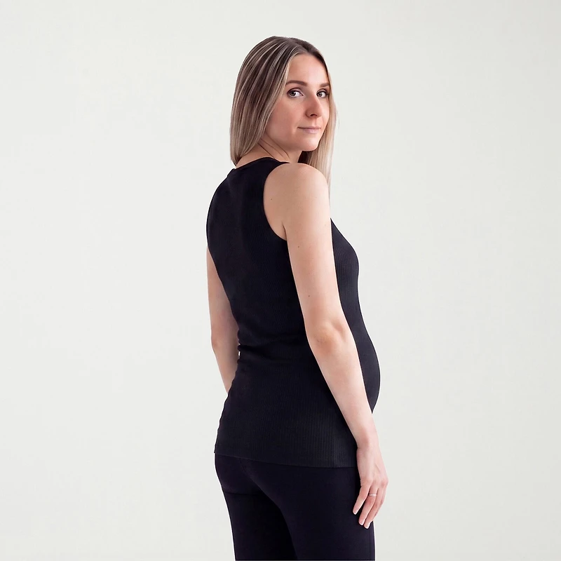 24seven Comfort Apparel Womens Maternity Round Neck Sleeveless Tank Top