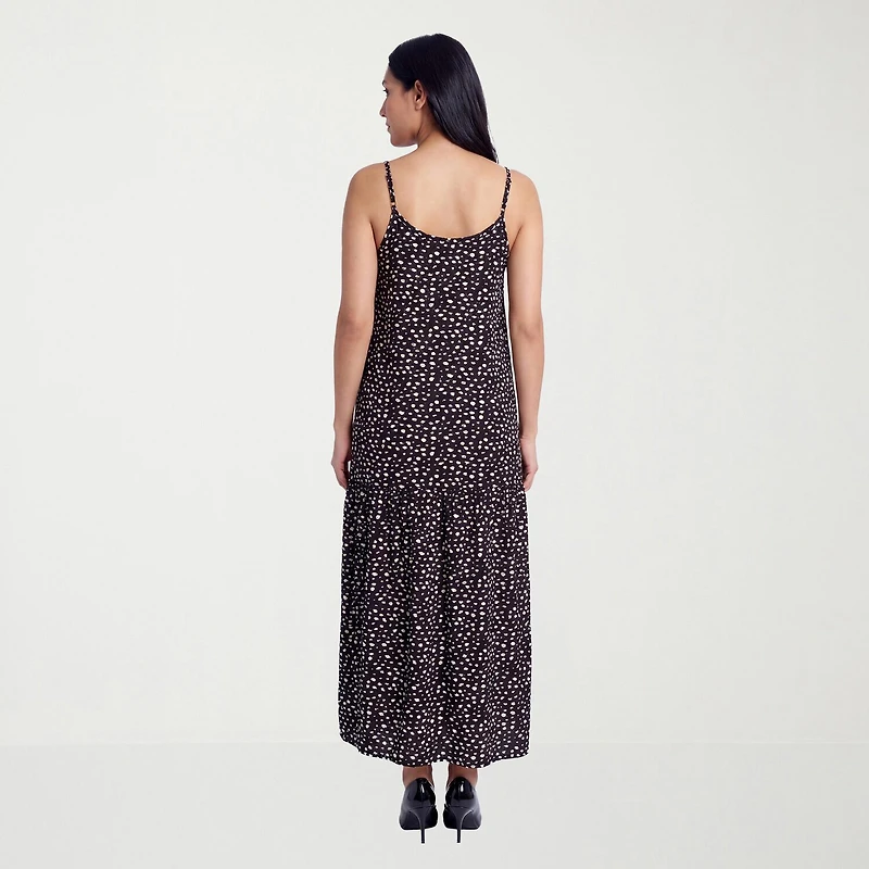 24seven Comfort Apparel Maternity Womens Scoop Neck Sleeveless Dots A-Line Dress