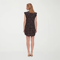 24seven Comfort Apparel Womens Maternity V Neck Short Sleeve Abstract Shift Dress