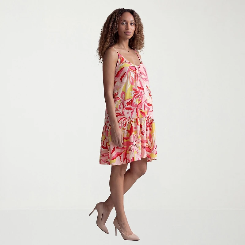 24seven Comfort Apparel Womens Maternity Scoop Neck Sleeveless Paisley A-Line Dress