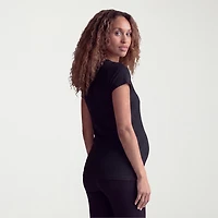 24seven Comfort Apparel Womens Maternity Round Neck Short Sleeve T-Shirt