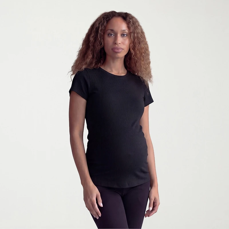24seven Comfort Apparel Womens Maternity Round Neck Short Sleeve T-Shirt