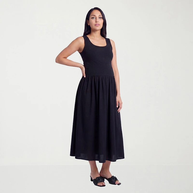 24seven Comfort Apparel Maternity Womens Scoop Neck Sleeveless A-Line Dress