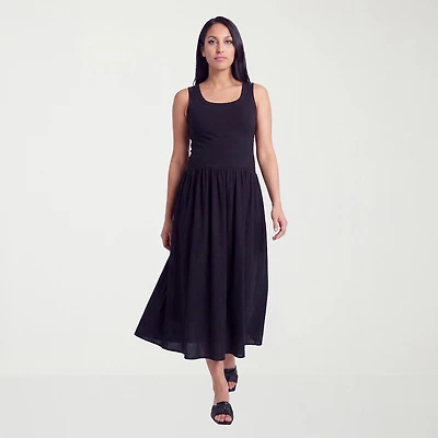 24seven Comfort Apparel Maternity Womens Scoop Neck Sleeveless A-Line Dress