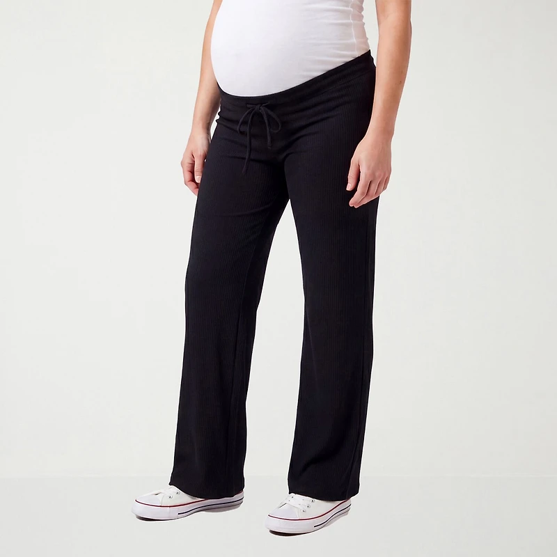 24seven Comfort Apparel Maternity Womens Wide Leg Pull-On Pant