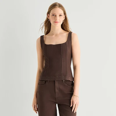a.n.a Womens Square Neck Sleeveless Tank Top