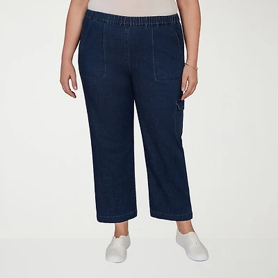 Alfred Dunner Inidigo Girls Womens Plus Straight Mid Rise Cropped Pant