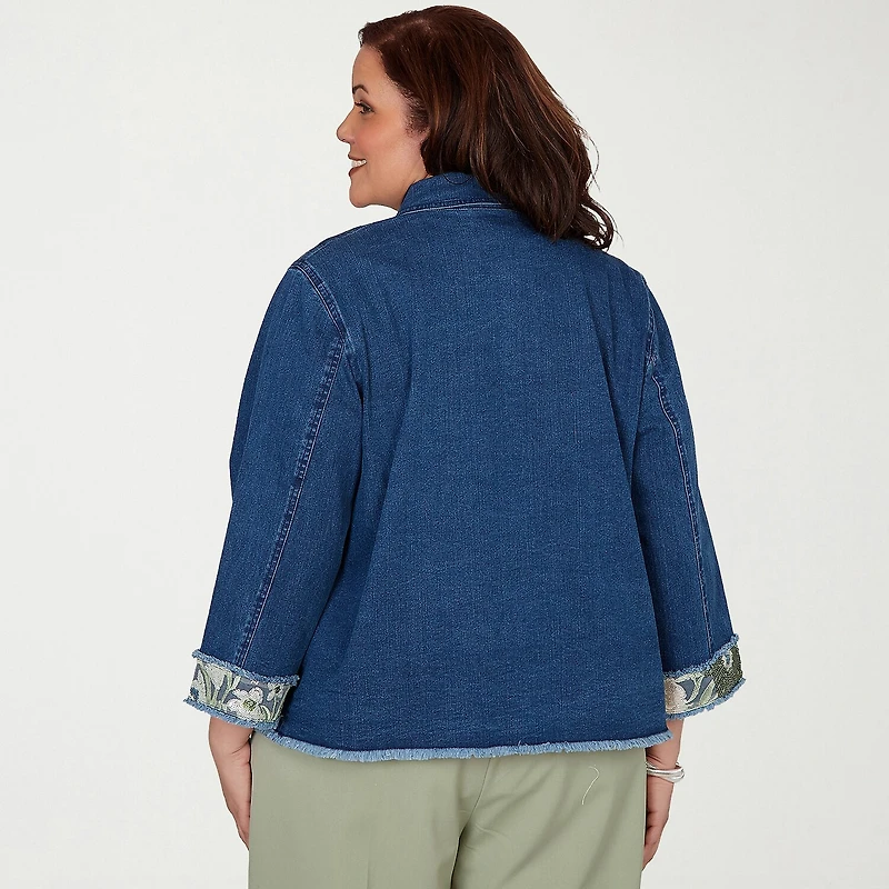 Alfred Dunner Inidigo Girls Womens Plus Denim Jacket