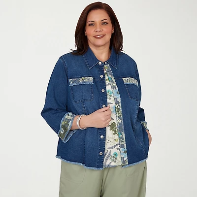 Alfred Dunner Inidigo Girls Womens Plus Denim Jacket