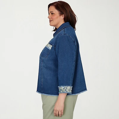Alfred Dunner Inidigo Girls Womens Plus Denim Jacket