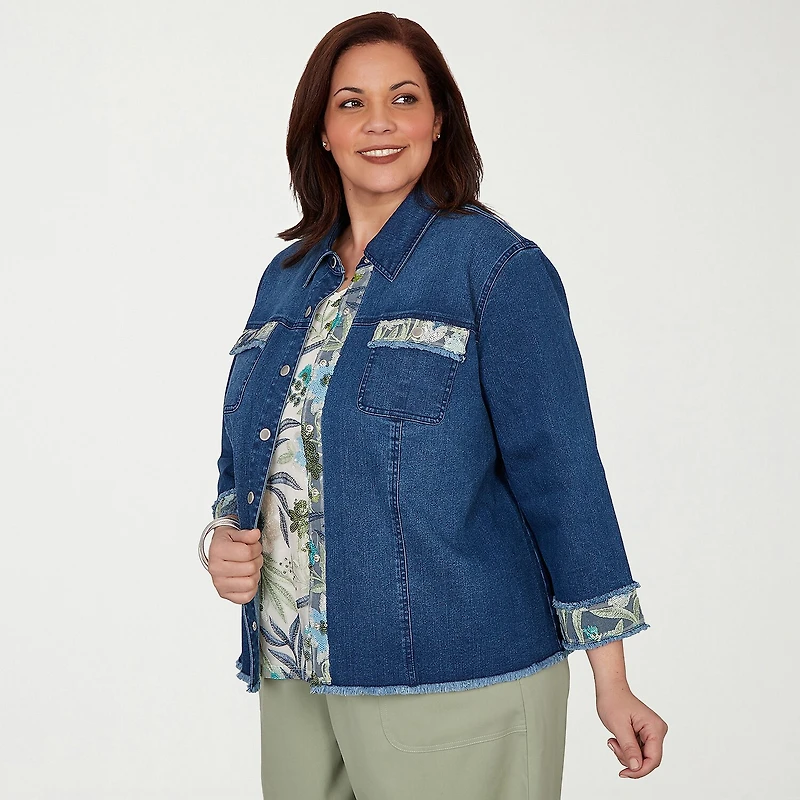 Alfred Dunner Inidigo Girls Womens Plus Denim Jacket