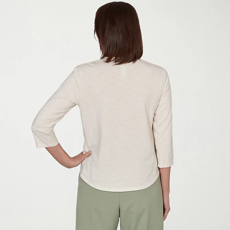 Alfred Dunner Indigo Girls Womens 3/4 Sleeve T-Shirt