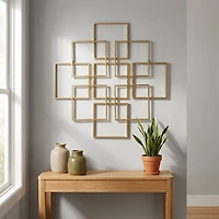 Cheungs Richese Gold Repeating Square Metal Wall Sculpture