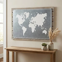 Wood Plank With Epoxy Printed Map Wall Art